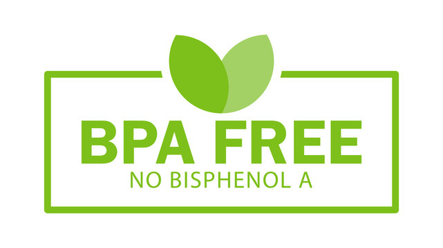 BPA FREE Logo. No Bisphenol A 100%. Flat vector icon for non-toxic plastic. Logo and badge square for drinking water bottle, packaging plastic. Simple design. Vector illustration.