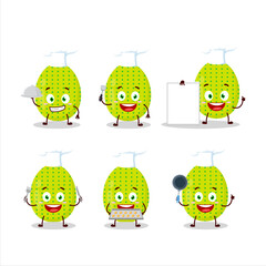 Obraz premium Cartoon character of lime easter egg with various chef emoticons