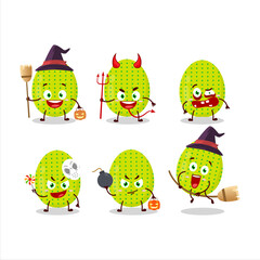 Halloween expression emoticons with cartoon character of lime easter egg