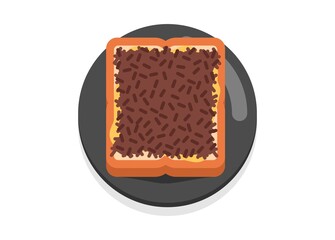 Bread with chocolate sprinkles topping. Simple flat illustration