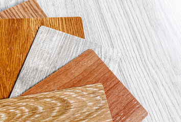 Choice of laminate color. Wood-colored fan for flooring.