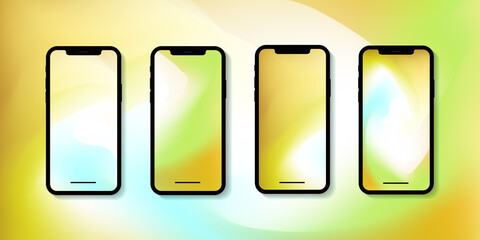 Vector phone x wallpaper collection. Editable gradient mesh masked into phone shape. Isolated on background white
