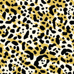 Abstract animal skin leopard seamless pattern design. Jaguar, leopard, cheetah, panther fur. Seamless camouflage background for fabric, textile, design, cover, wrapping.