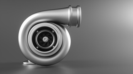 Car turbocharger isolated on Grey background. Turbo engine. 3d rendering
