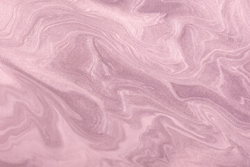 Abstract fluid art background purple and lilac color. Liquid marble. Acrylic painting on canvas with pink shiny gradient