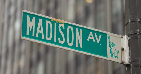 New York City street sign Madison avenue