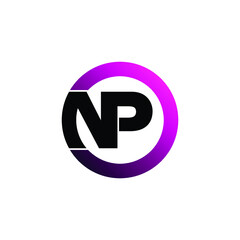 Letter NP simple logo design vector