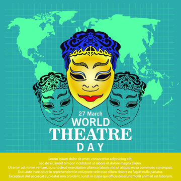 World Theatre day, poster and banner vector