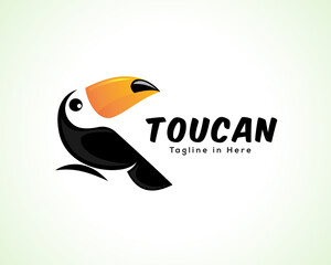 simple toucan bird sit at branch logo symbol design illustration inspiration © ShiipArts