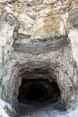 The entrance to the old abandoned limestone adits.