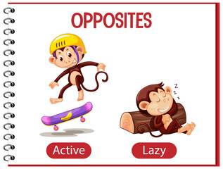 Opposite words with active and lazy