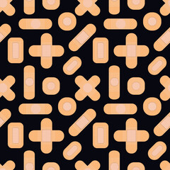 Seamless pattern with medical plasters. Medical patch pattern. Flat vector illustration