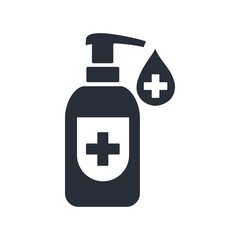 Personal protective equipment. Remedy hand sanitizer.  Vector icon illustration isolated on white background.