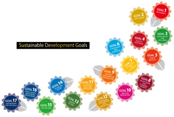 SDGsの17の目標CMYK指定色花と葉のアイコンセット(日本語）