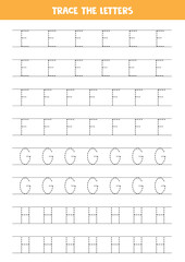 Tracing letters of English alphabet. Writing practice.