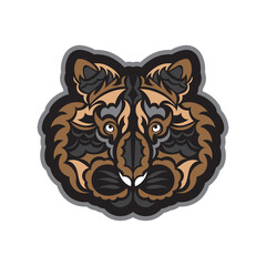 Colored Tiger print in boho style. Good for clothes. Handmade. Vector illustration.