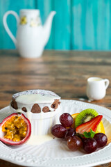 Cakes, sweets, pancakes and cream
