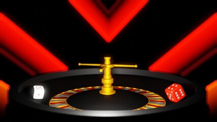 Casino online advertising background with roulette spinning., blackjack game rules, 3D Rendering