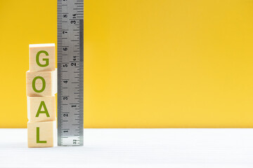 Evaluating goals and the success of business strategic process, business concept : Word GOAL on...