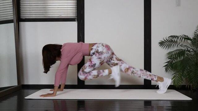マウンテンクライマー｜手を床についたもも上げ体幹トレーニング
