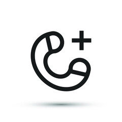 Support service icon vector medical element for trendy design. Simple pictogram for mobile concept and web apps. Vector line medicine help call center icon phone and heart isolated	