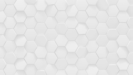 White hexagonal geometric background 3D render