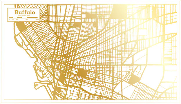 Buffalo USA City Map in Retro Style in Golden Color. Outline Map.
