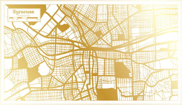 Syracuse USA City Map in Retro Style in Golden Color. Outline Map.