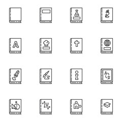 Learning education books line icons set