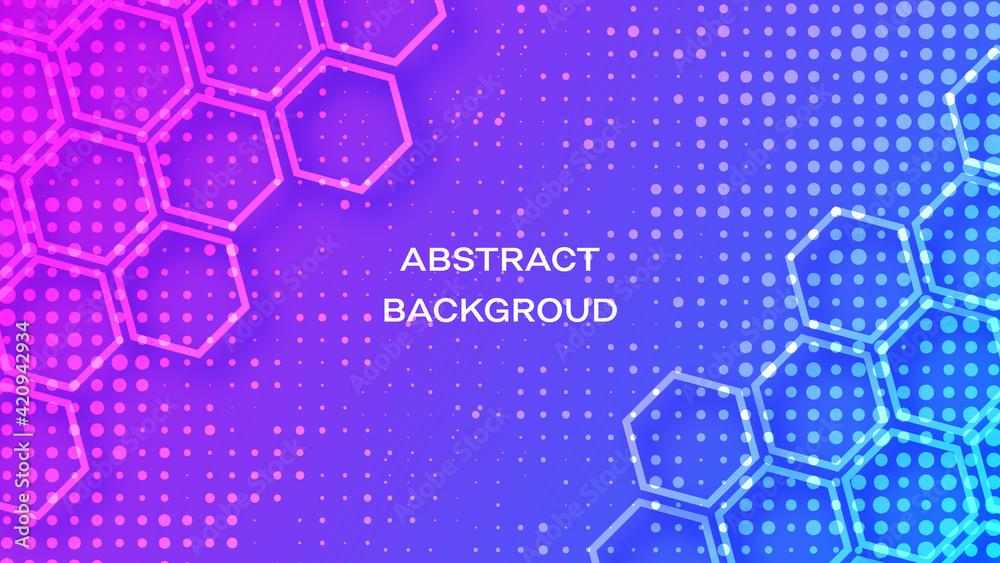 Poster abstract dots pattern with hexagon shape texture background template .