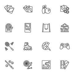 Recreation and entertainment line icons set