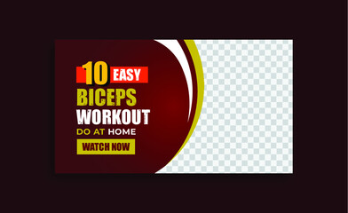 youtube thumbnail for gym and Fitness, exercise idea and workout web banner template Premium Vector design
