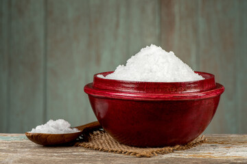 Patchouli crystal on  an old wood background.
