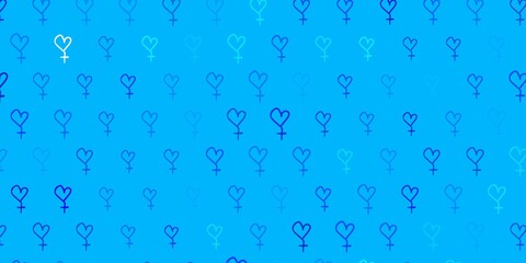 Light Blue, Green vector background with woman symbols.