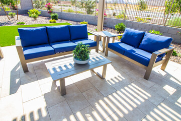 Rear Yard Patio Furniture With Coffee Table & Lounge Couches