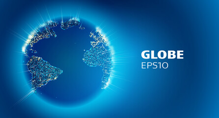 Abstract 3d globe vector illustration. Technology network vector illustration. . Global social network. Blue globe