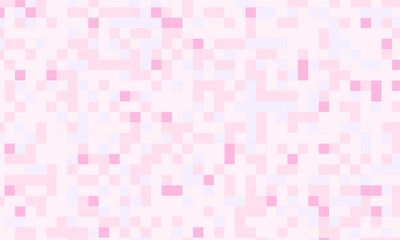 Abstract square pixel mosaic pink background geometric seamless pattern in pastel colors. 8 bit