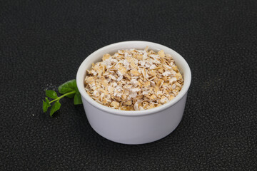 Raw oats in the bowl