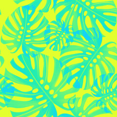 Seamless pattern with Tropical flowers and leaves design. Stylish trendy fashion floral pattern. Floral Texture for fabric.