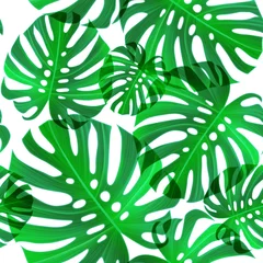 Poster de jardin Monstera Modèle sans couture avec la conception de fleurs et de feuilles tropicales. Motif floral de mode à la mode élégant. Texture florale pour le tissu.