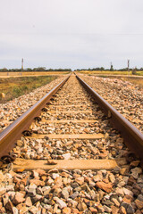 Naklejka premium The railroad tracks in the Queensland Outback lead straight to nowhere