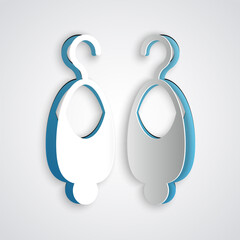 Paper cut Earrings icon isolated on grey background. Jewelry accessories. Paper art style. Vector