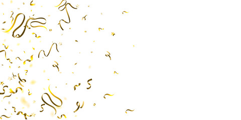 Holiday Serpentine. Gold Foil Streamers Ribbons.