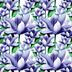 Elegant floral seamless pattern with water lily