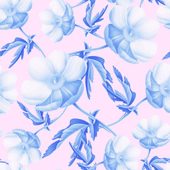 Fototapeta na wymiar Seamless floral pattern with anemones flowers