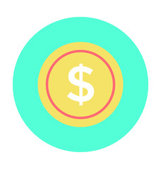 Obraz premium Dollar Coin Colored Vector Icon