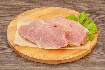 Raw pork steak for cooking