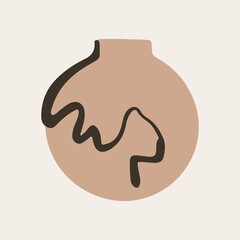 Vase. Modern minimalistic trendy boho style. Poster to print on the wall. Vector image for posters, cards, prints.