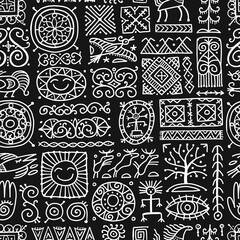 Ethnic handmade ornament, Folk Nordic Symbols. Seamless Pattern for your design