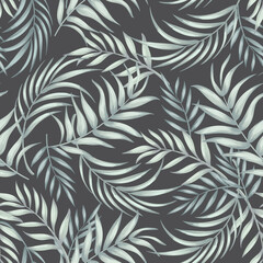 Fototapeta na wymiar Tropical palm leaves seamless pattern. Trendy summer illustration for print, cover, textile design.